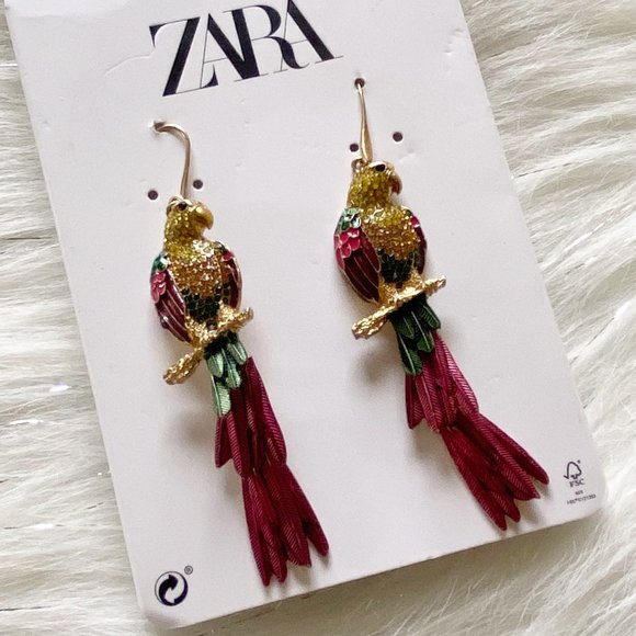 zara parrot earrings